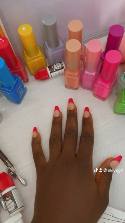 Red French tip nail art — nail polish Ghana